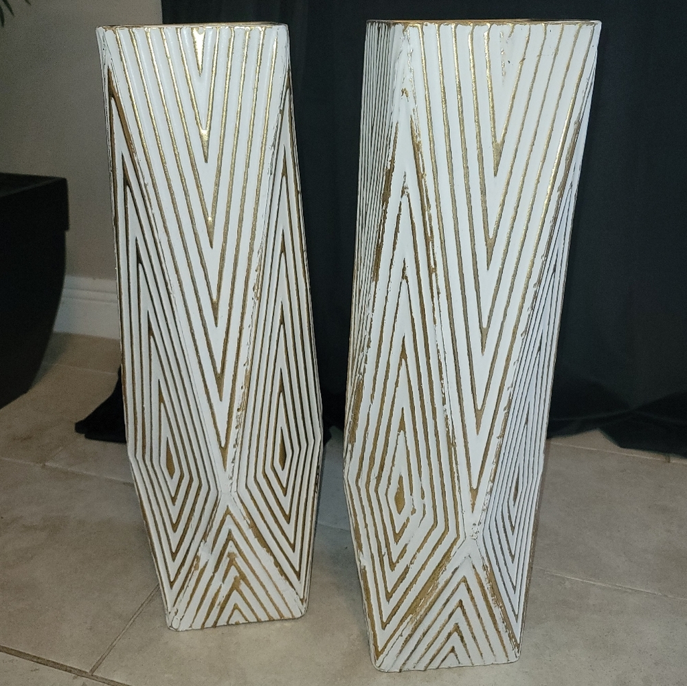 White and Gold 25" vases